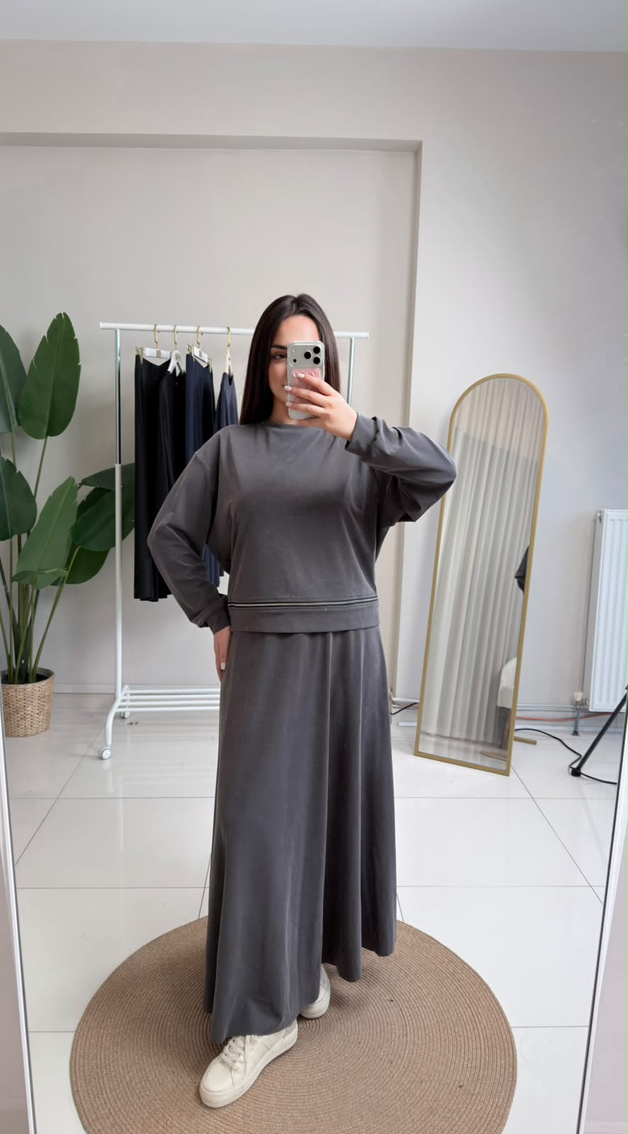 BLUZU ÇİFT FERMUAR DETAYLI ETEKLİ BORA TAKIM