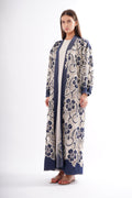 BONCUK İŞLEMELİ DENİM DANTEL KAFTAN
