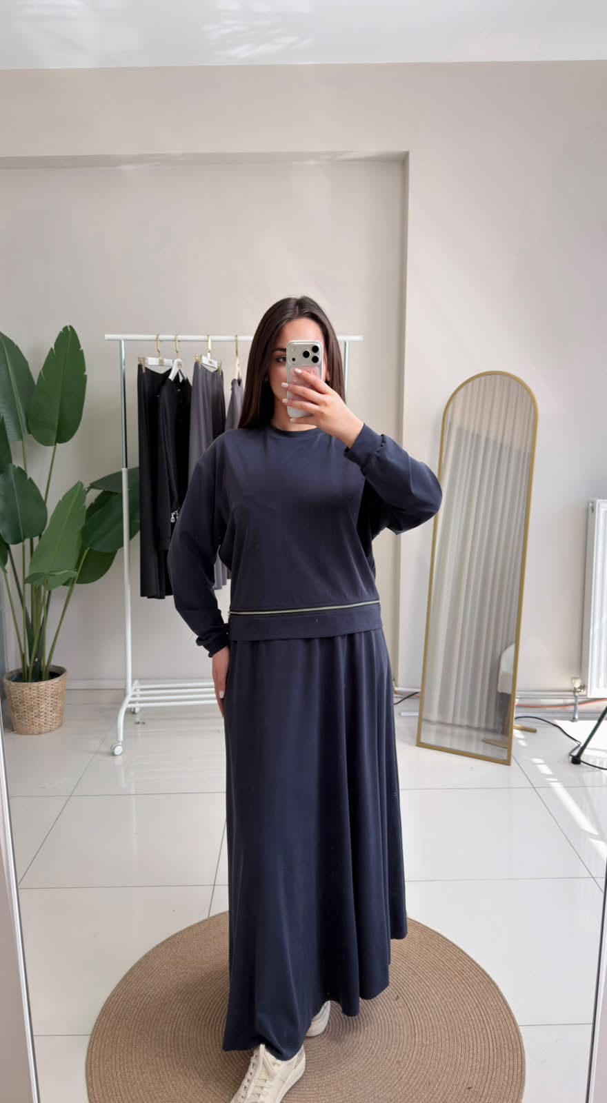 BLUZU ÇİFT FERMUAR DETAYLI ETEKLİ BORA TAKIM
