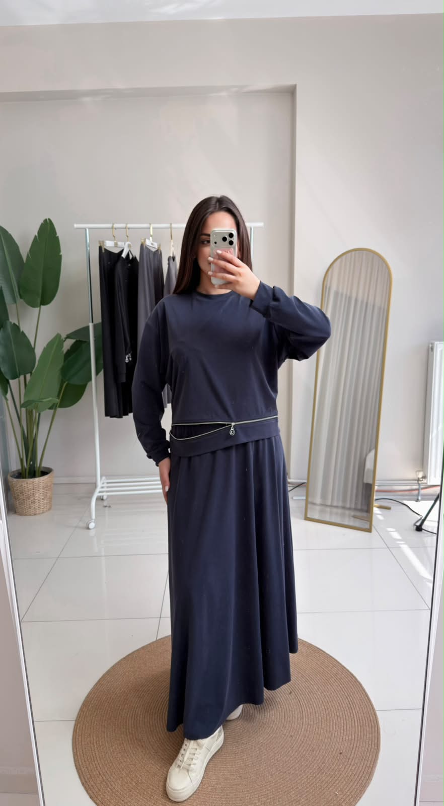 BLUZU ÇİFT FERMUAR DETAYLI ETEKLİ BORA TAKIM
